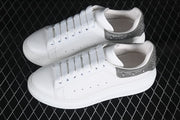 Alexander McQueen White Leather-Style Sneakers with Crystal Heel