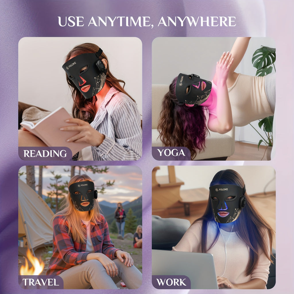 Fda Cleared FOLOKE Red Light Mask, Luminous Wireless LED Mask Light , Near Infrared Red Light (NIR), Body Beauty Machine For Home Care