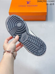 Louis Vuitton x Nike Dunk Low White Gray Sneakers