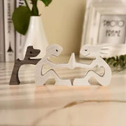 Handcrafted Wood Pet & Child Sculpture – Personalized Dog Cat Figurine Home Decor Gift