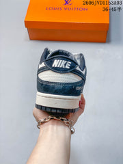 Nike Dunk Low Double Swoosh Low-Top Sneakers, Navy and White