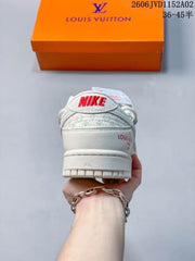 Louis Vuitton x Nike Dunk Low Sneakers White Graffiti Style