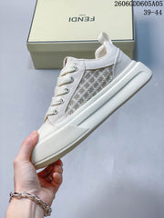 Fendi 06GDD605A05 Cream Platform Lace-Up Sneakers