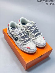 Louis Vuitton x Nike Dunk Low White Gray Sneakers