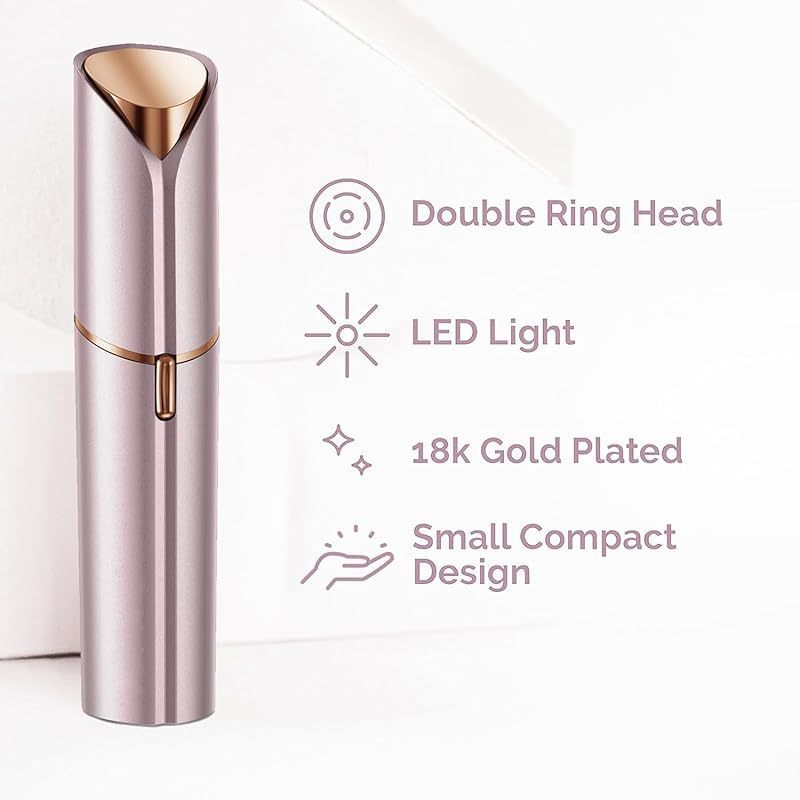 Electric Face Shaver for Women . Hair Removal Device for Women Chin . Lip . Peach Fuzz with 6 Pc Replacement Heads