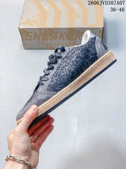 Golden Goose Super-Star Low-Top Sneakers in Gray Glitter
