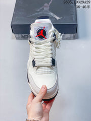 Nike Air Jordan 4 Retro OG Mid-Top Sneakers, White and Navy