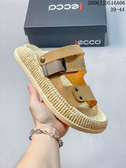 ECCO Men's Tan Adjustable Two-Strap Sandals
