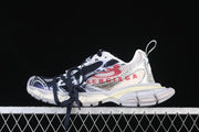 Balenciaga 3XL Split Logo Sneakers in Eggshell, Red and Navy