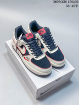 Nike Air Force 1 Low Sneakers in Cream, Navy and Red