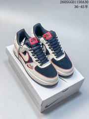 Nike Air Force 1 Low Sneakers in Cream, Navy and Red