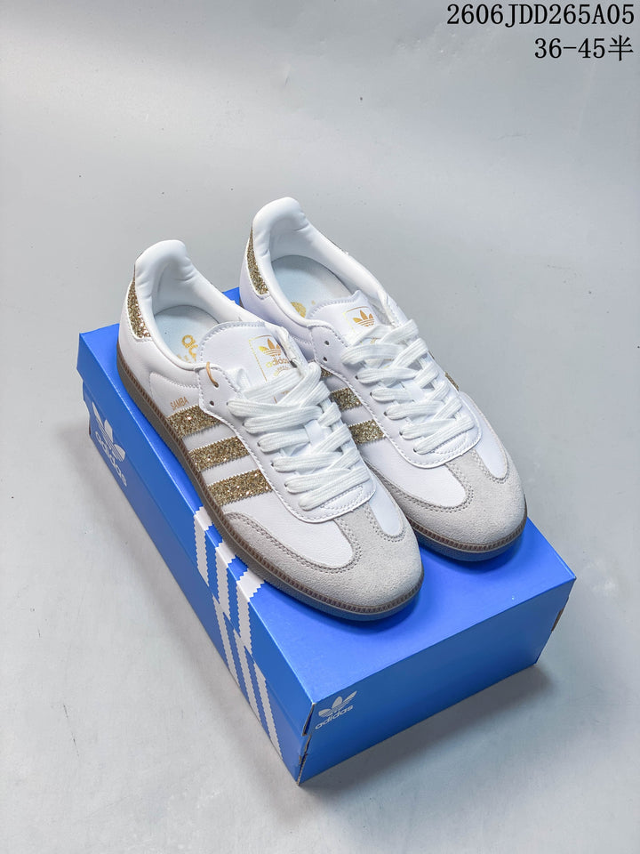 adidas Samba OG White and Gold Low-Top Sneakers D265A05