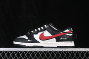 Nike SB Dunk Low Black White Red Strap Sneakers BR0620-121