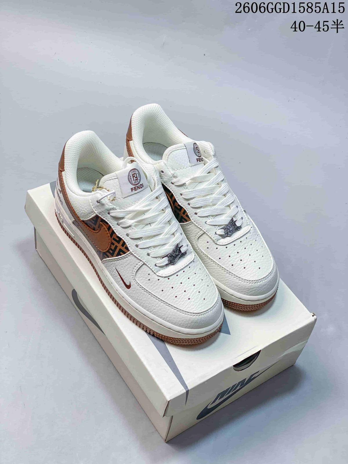 Nike Air Force 1 Low White Designer-Pattern Sneakers