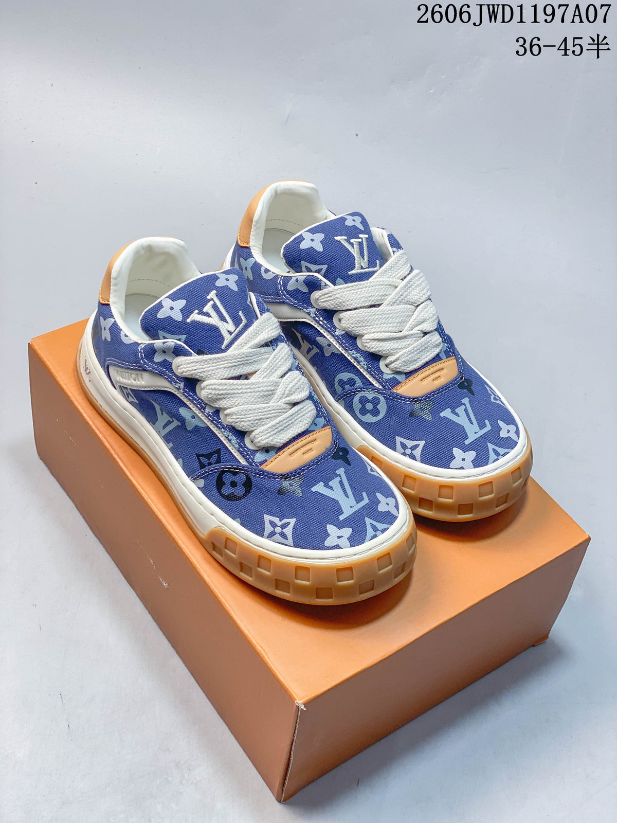 Louis Vuitton Tilted Blue Monogram Lace-Up Sneakers