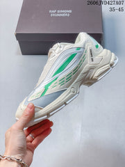 Raf Simons Cylon-21 Low-Top Sneakers in Cream and Green