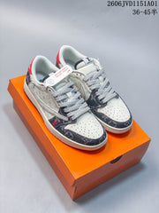 Jordan Air Jordan 1 Low Fragment-Style Sneakers, White and Blue