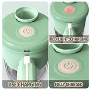 4-in-1 Electric Food Chopper & Vegetable Slicer Set – Handheld Garlic Mincer with Peeler & Cleaning Brush