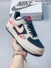 Nike Air Force 1 Low Sneakers in Cream, Navy and Red