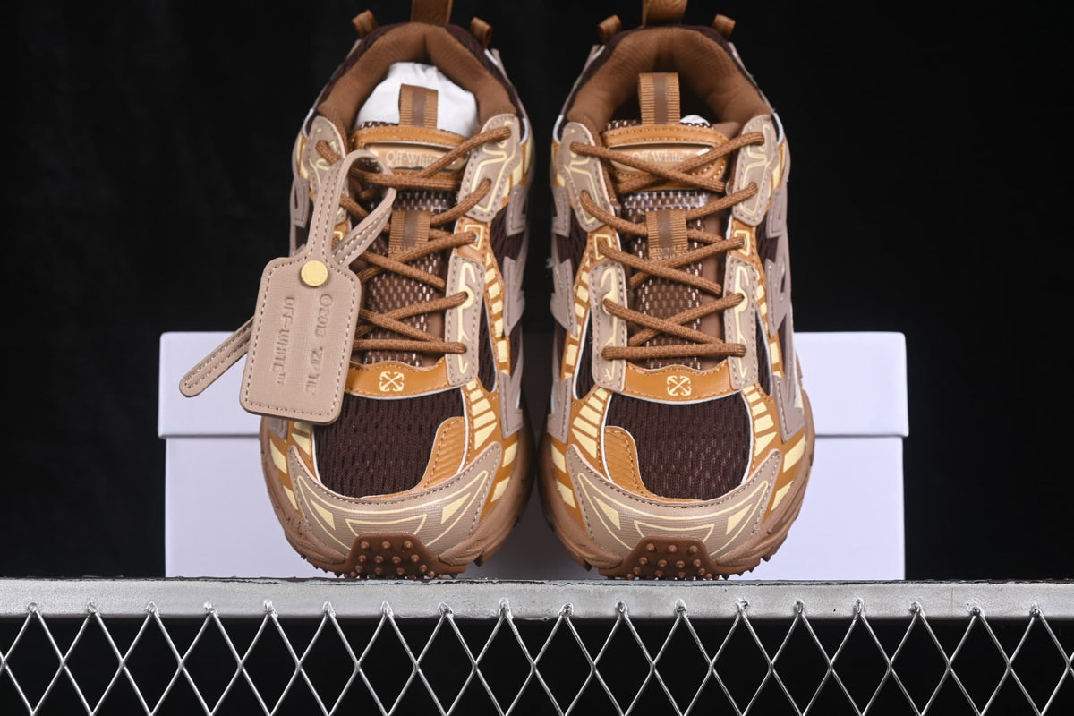 Off-White C/O Virgil Abloh Retro Running Sneakers Brown AJF6
