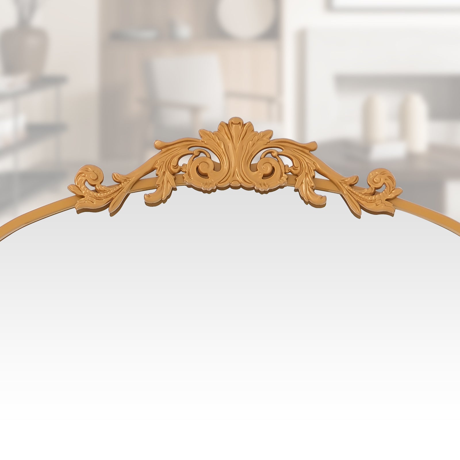 Vintage Arched Filigree Floor Mirror, Full Body Mirror with Ornate Carved Appliquem, Bathroom Mirror Wall Mountable for Bathroom, Living Room, Entrance Dressing Room, Bedroom, Hallway