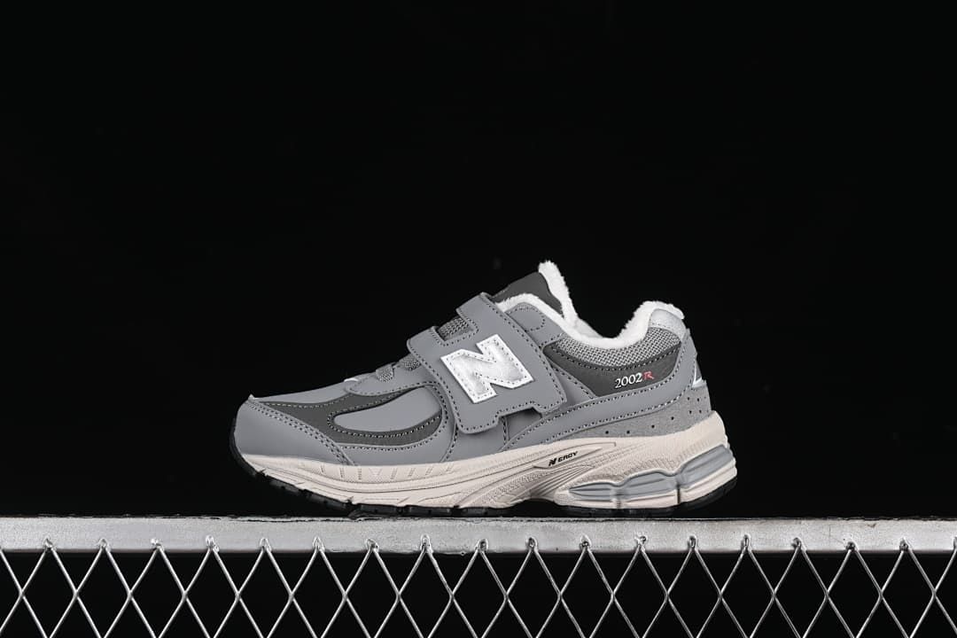 New Balance 2002R Kids Hook-and-Loop Sneakers, Gray