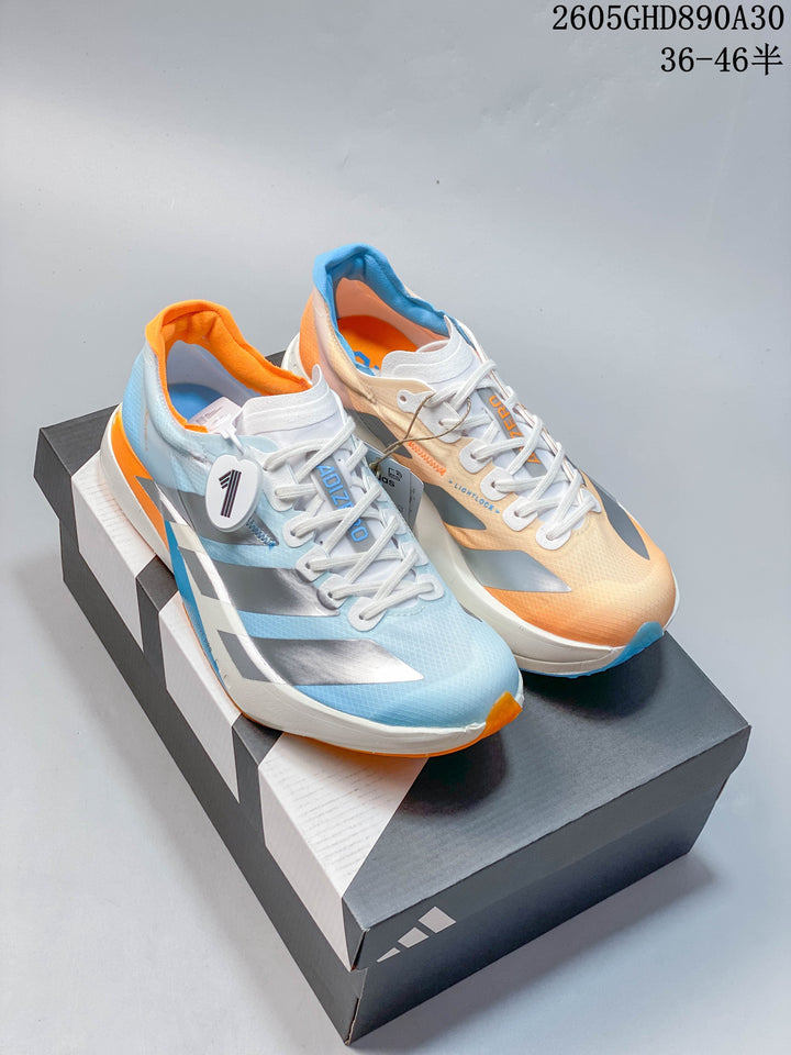 Adidas Adizero Adios Pro 4 Running Shoes, Blue and Orange KH6360