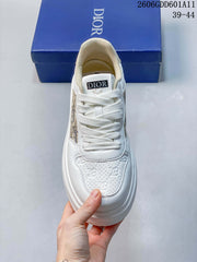 Dior White Logo-Pattern Panel Platform Sneakers
