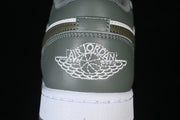 Air Jordan 1 Low Sneakers in White and Olive Green