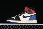 Jordan 1 High OG SP Fragment Union Sneaker in Black, White & Blue