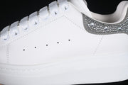 Alexander McQueen White Leather-Style Sneakers with Crystal Heel