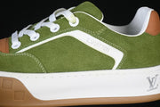Louis Vuitton Green and White Low-Top Lace-Up Sneakers