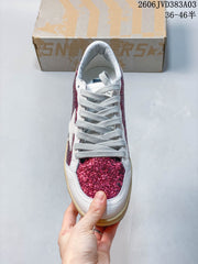Golden Goose Super-Star Sneakers, White and Pink Glitter