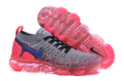 Nike Air VaporMax Flyknit 2 Grey and Bright Crimson Sneakers