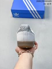 adidas Samba OG White and Silver Low-Top Sneakers