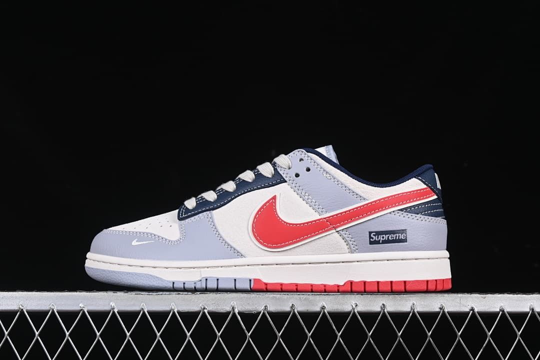 Nike Dunk Low Retro Supreme Gray, Navy and Red DM6868-045