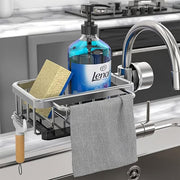 Kitchen Sink Faucet Sponge Holder – Space Aluminum, Rustproof, Fast-Drain, Hook Design