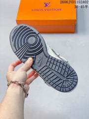 Louis Vuitton x Nike Dunk Low Sneakers White Gray Graffiti