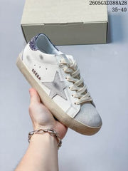 Golden Goose Super-Star Low-Top Sneakers in White and Gray