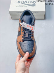Jordan 1 Low Travis Scott Custom Sneakers Brown Navy LD8888-020