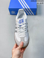 adidas Samba OG White and Silver Low-Top Sneakers