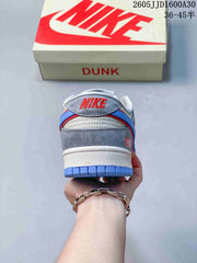 Nike SB Dunk Low Sneakers in Light Grey, Blue and Red