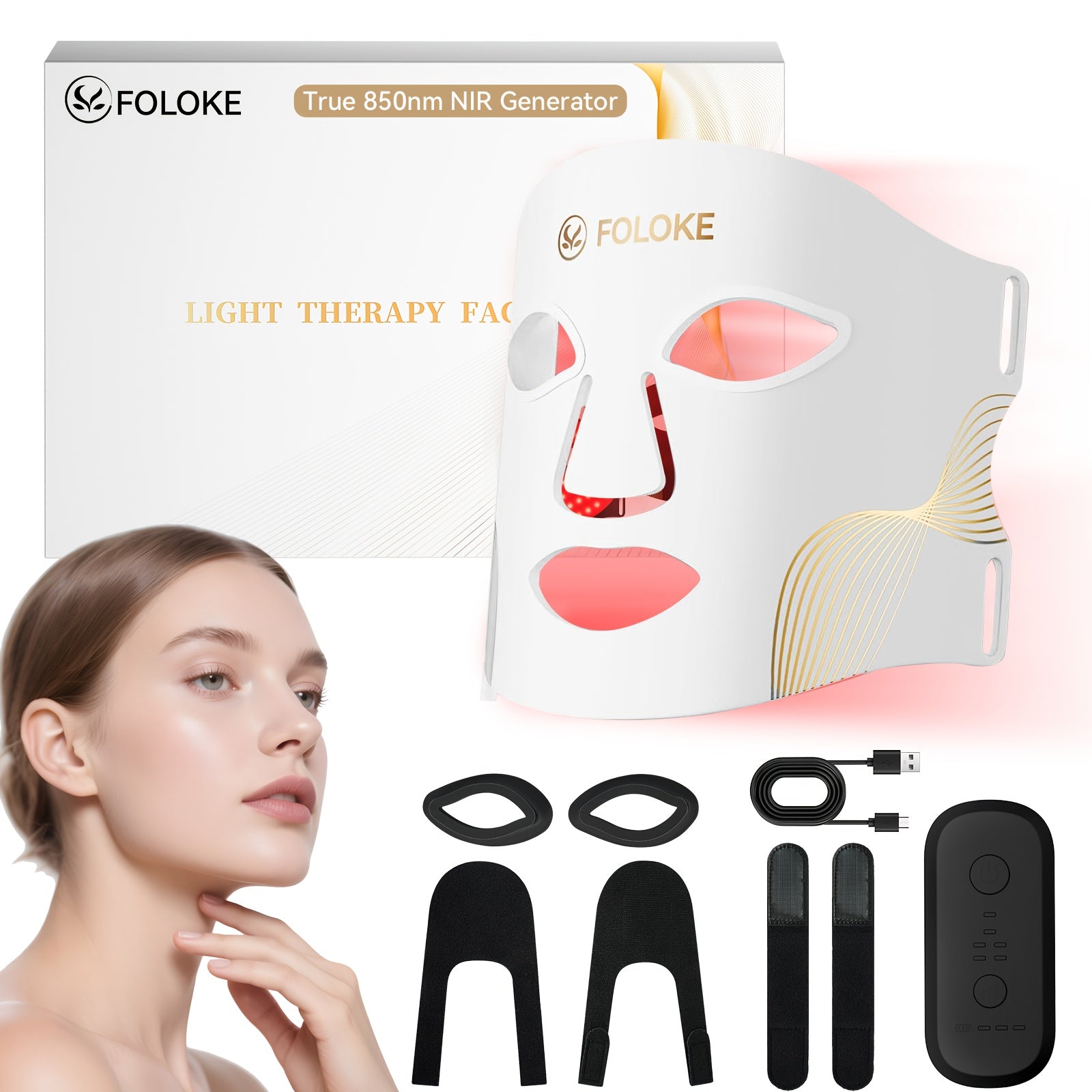 FDA Cleared 7-color LED Phototherapy Face Mask And Neck Care, LED Red Light, Reduce Oil, Home Use, Improves Pores, Repairs Dullness And Acne.