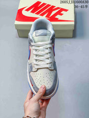 Nike SB Dunk Low Sneakers in Light Grey, Blue and Red