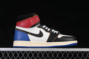Jordan 1 High OG SP Fragment Union Sneaker in Black, White & Blue