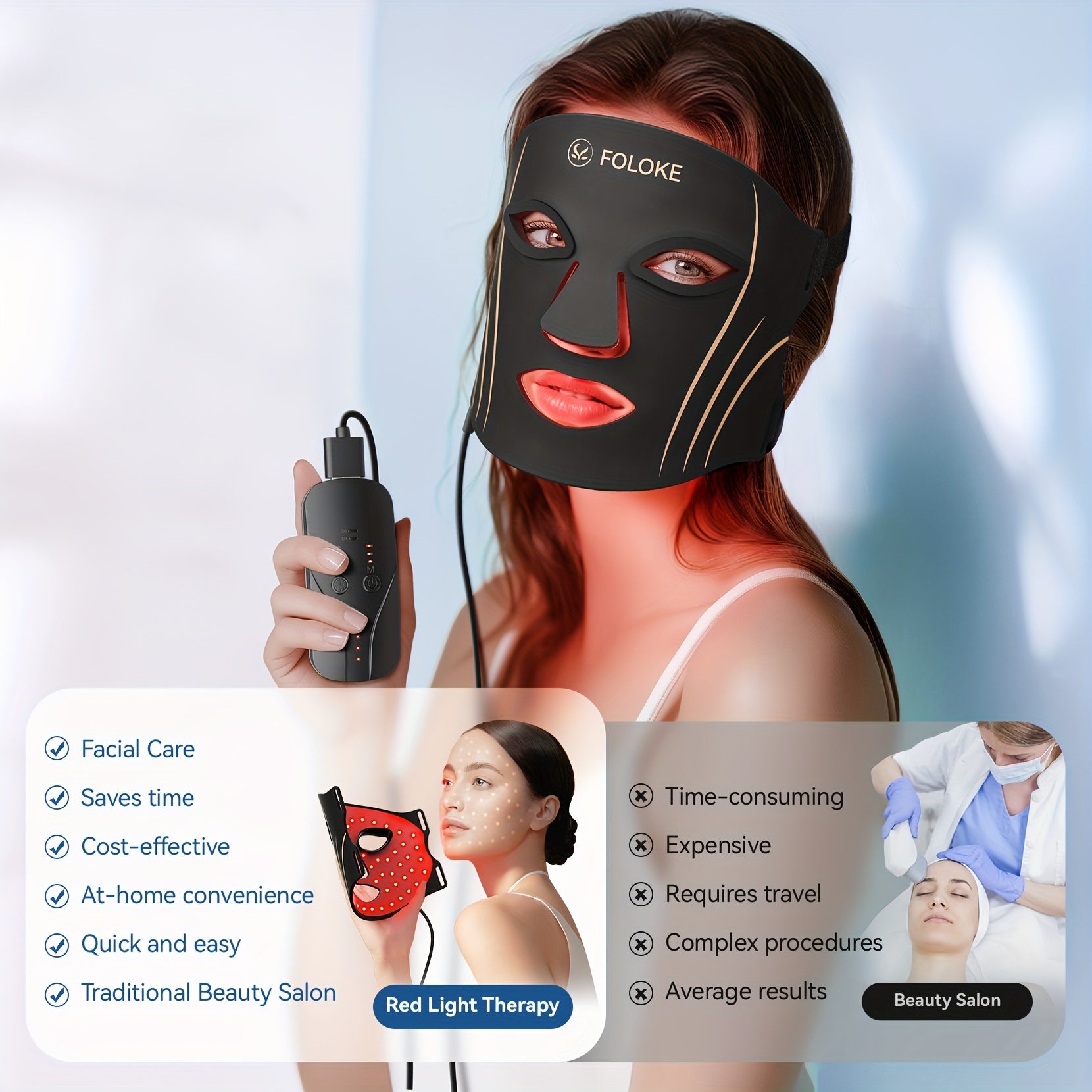 FDA Cleared LED Red Light Mask Skin Care, Three-In-One Fusion LED Lamp Beads, Infrared LED Mask - Home Wavelength, Improve Dullness, Sensitivity And Easily Create Advanced Skin Care, Home Portable Beauty Instrument, Home SPA