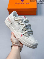 Louis Vuitton x Nike Dunk Low Sneakers White Graffiti Style