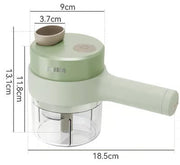 4-in-1 Electric Food Chopper & Vegetable Slicer Set – Handheld Garlic Mincer with Peeler & Cleaning Brush