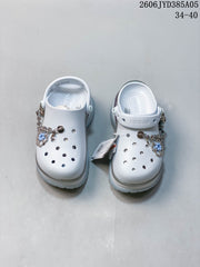 Crocs Classic Platform Clogs with Decorative Charms, White