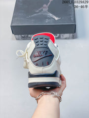 Nike Air Jordan 4 Retro OG Mid-Top Sneakers, White and Navy